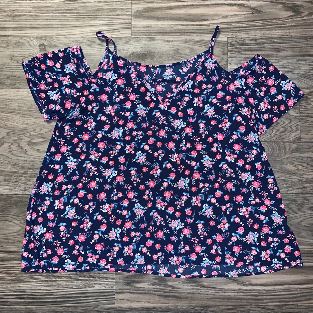 Floral cold shoulder top